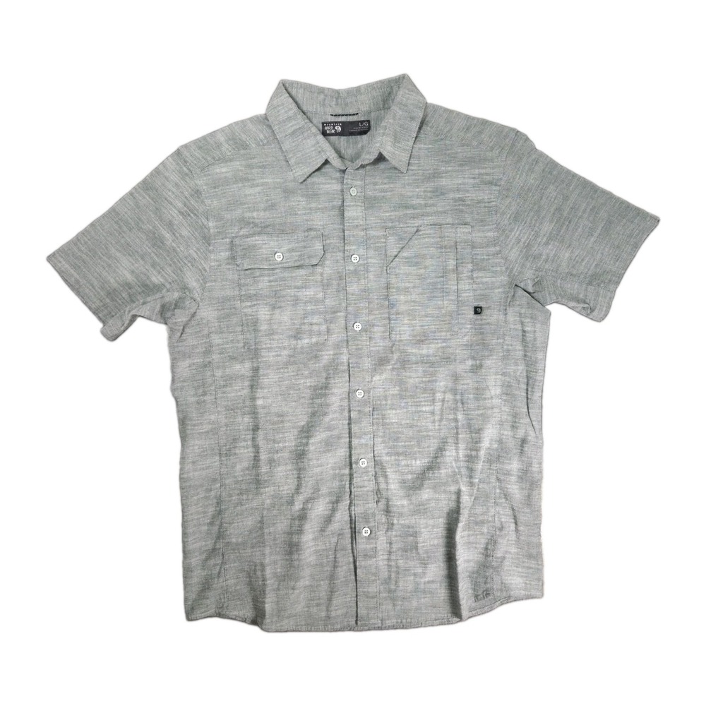 Mountain Hardwear Mens Gray Chambray Short Sleeve Button Down Shirt Large